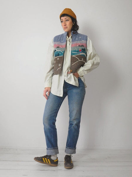 80's LL Bean Wool Landscape Sweater Vest