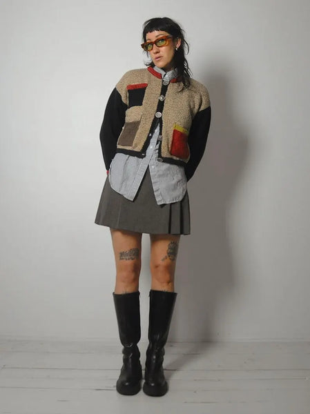 90's Colorblock Art Button Cardigan