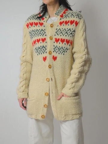 Susan Bristol Wool Nordic Heart Sweater