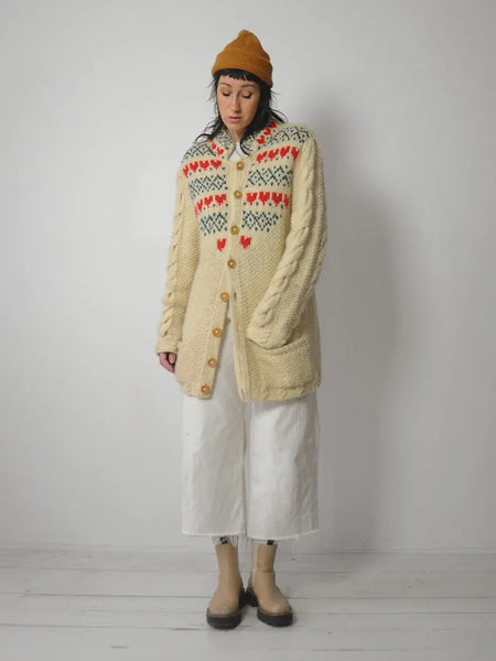 Susan Bristol Wool Nordic Heart Sweater