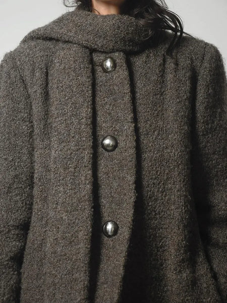 1960's Trigère Boucle Wool Scarf Coat