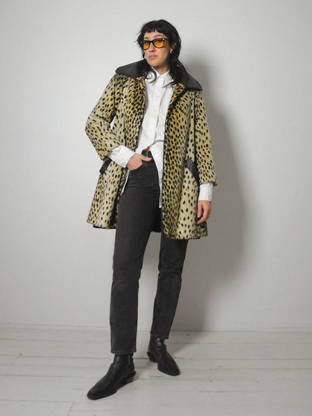 1960's Safari Leopard Faux Fur Coat