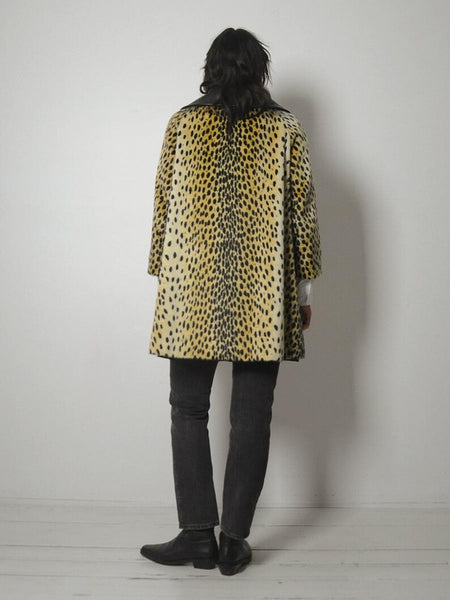 1960's Safari Leopard Faux Fur Coat