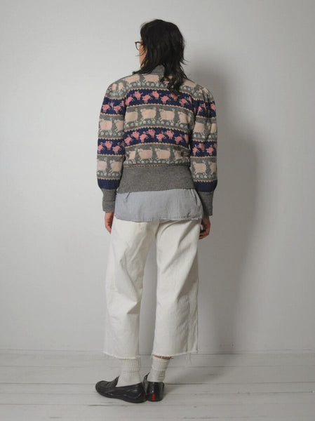 80's Novelty Pig Wool Sweater