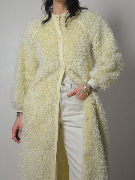 1970's Ivory Shaggy Knit Coat