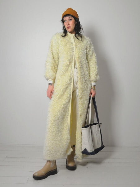 1970's Ivory Shaggy Knit Coat