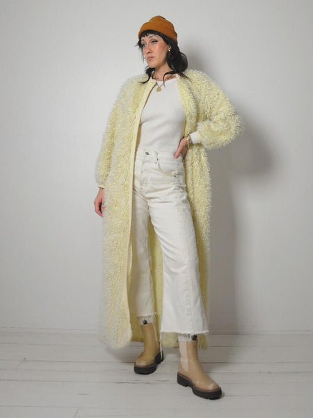 1970's Ivory Shaggy Knit Coat