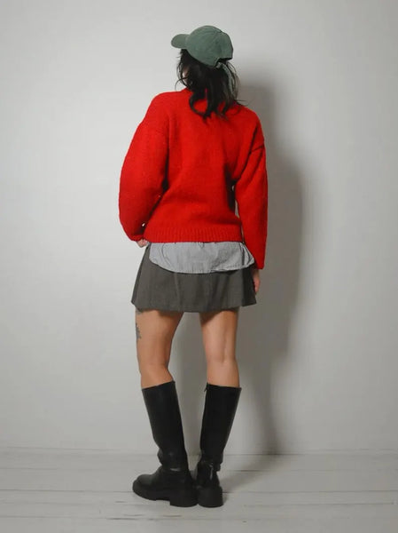 80's Landscape Sheep Wool Sweater