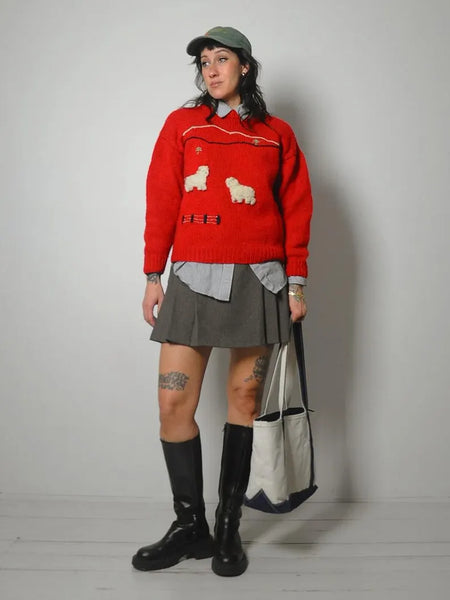 80's Landscape Sheep Wool Sweater