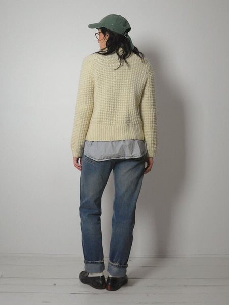 70's Fisherman's Knit Cardigan Sweater