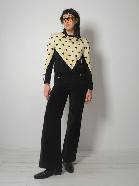 80's Black Polka Dot Sweater