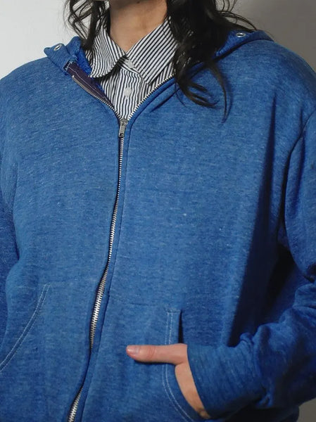 1980's Faded Blue Zip up Hoodie