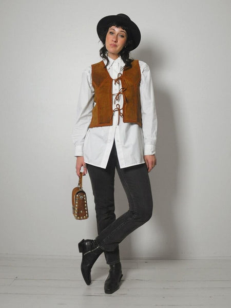 1970's Tie Front Suede Knit Vest