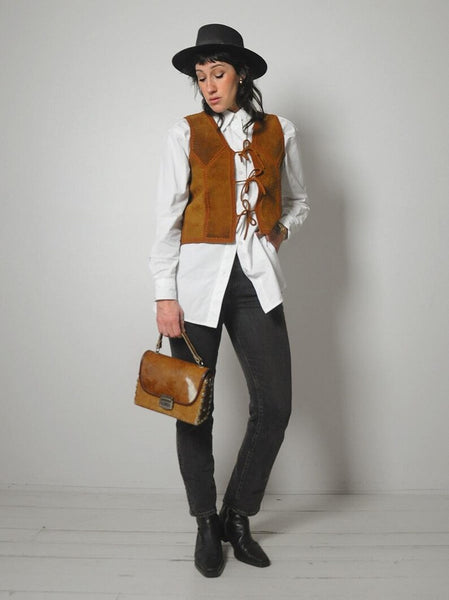 1970's Tie Front Suede Knit Vest