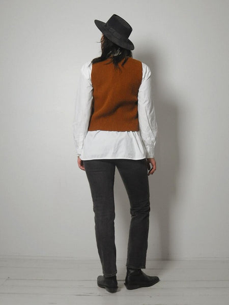 1970's Tie Front Suede Knit Vest