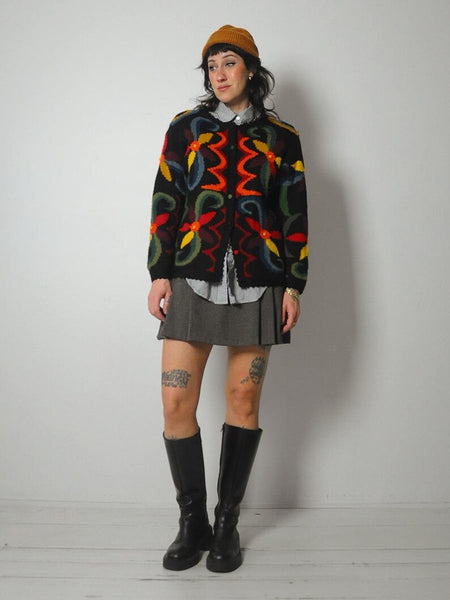 Handknit Baby Alpaca Floral Cardigan