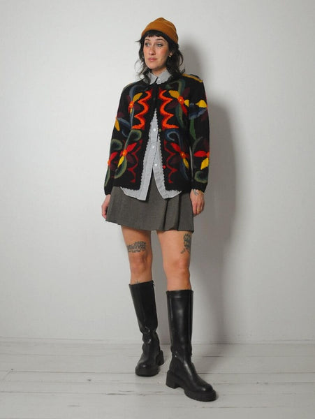 Handknit Baby Alpaca Floral Cardigan