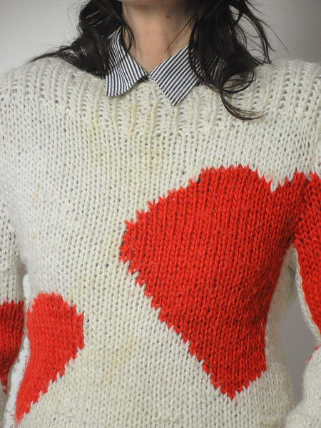 1980's Heart Handknit Sweater