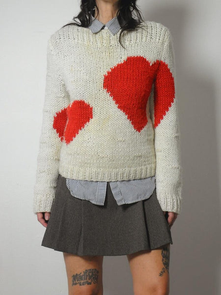 1980's Heart Handknit Sweater