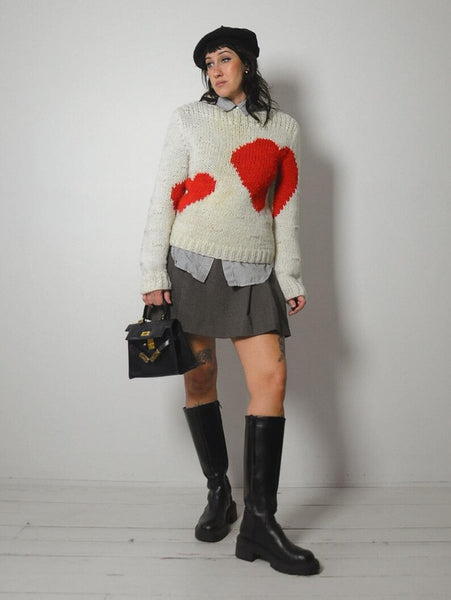 1980's Heart Handknit Sweater