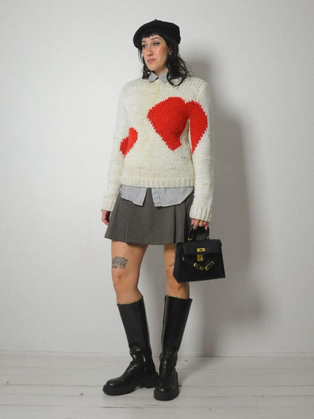 1980's Heart Handknit Sweater