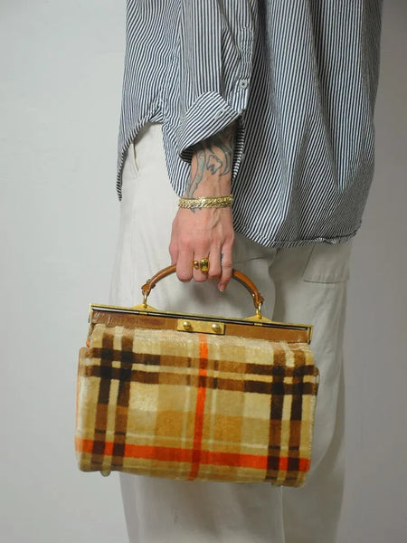 1960's Plaid Carpet Doctor Bag