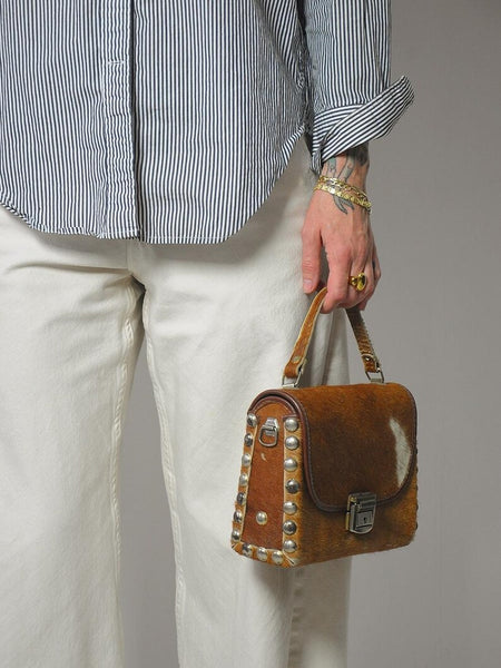 1970's Pony Hair Studded Box Purse