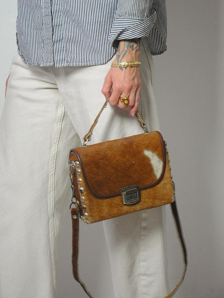 1970's Pony Hair Studded Box Purse