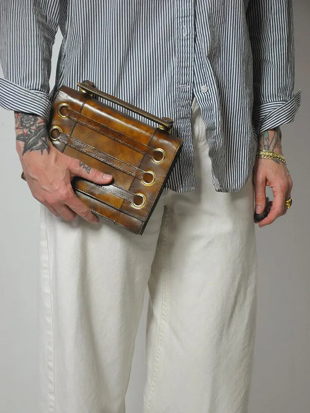 1960's Italian Coco Leather Rivet Bag