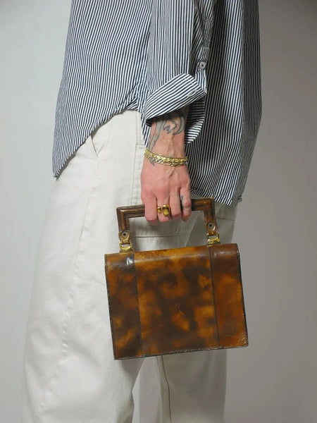 1960's Italian Coco Leather Rivet Bag