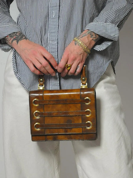 1960's Italian Coco Leather Rivet Bag
