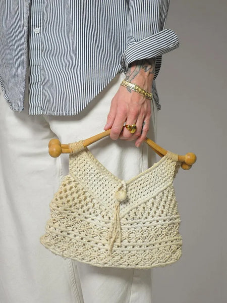 1970's Crochet Wooden Purse