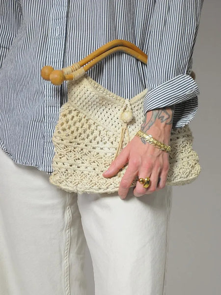 1970's Crochet Wooden Purse