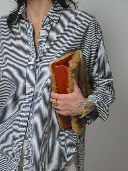 1970's Real Fur Leather Clutch