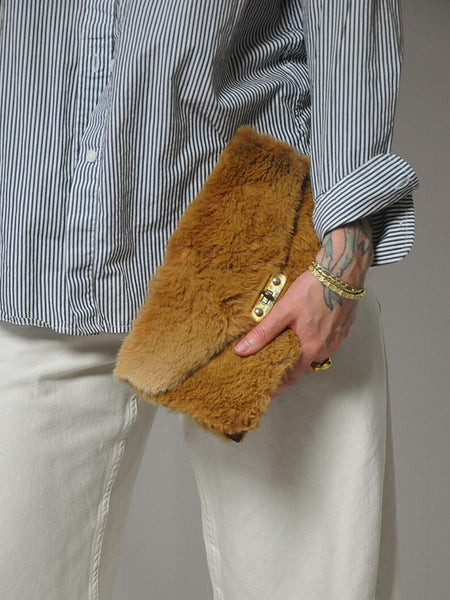 1970's Real Fur Leather Clutch