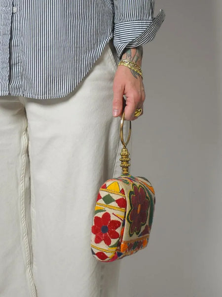 1960's Banjara Brass Ring Box Clutch