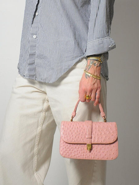 1960's Pink Ostrich Leather Bag