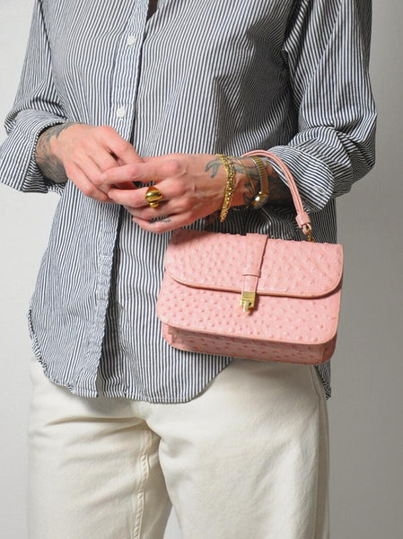 1960's Pink Ostrich Leather Bag
