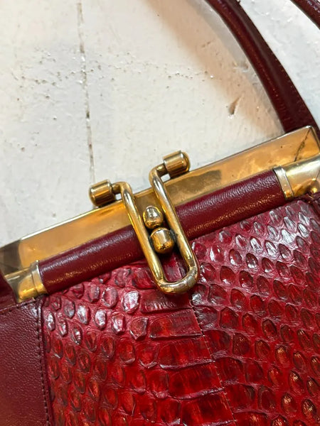 1960's Merlot Snakeskin Leather Purse