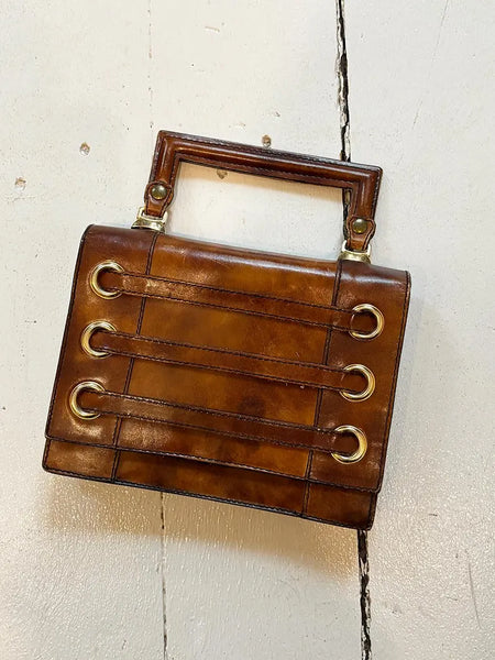 1960's Italian Coco Leather Rivet Bag