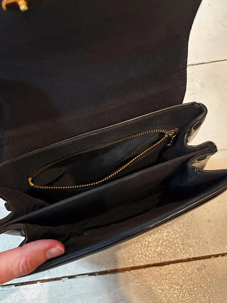 1960's Patent Leather Bamboo Handle Purse