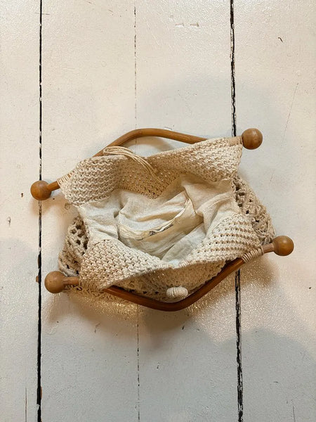 1970's Crochet Wooden Purse