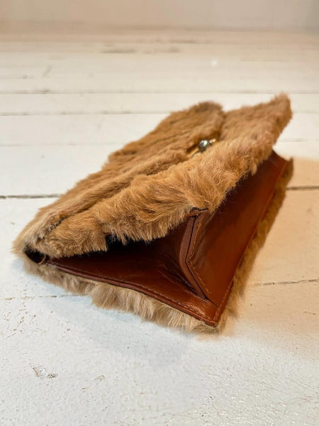 1970's Real Fur Leather Clutch