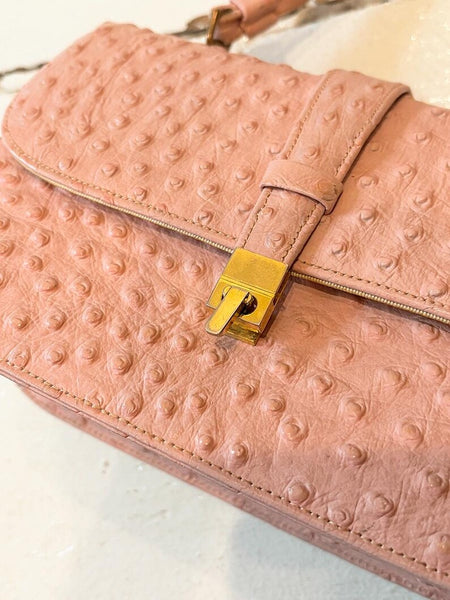 1960's Pink Ostrich Leather Bag