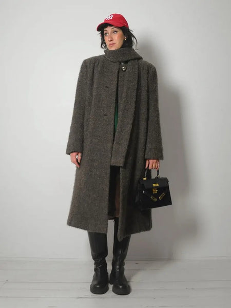 1960's Trigère Boucle Wool Scarf Coat