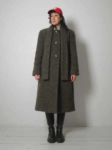 1960's Trigère Boucle Wool Scarf Coat