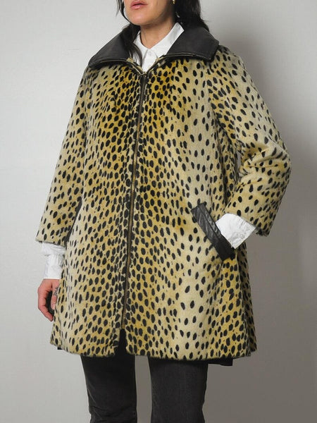 1960's Safari Leopard Faux Fur Coat