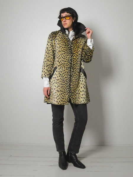 1960's Safari Leopard Faux Fur Coat