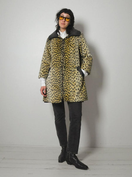 1960's Safari Leopard Faux Fur Coat