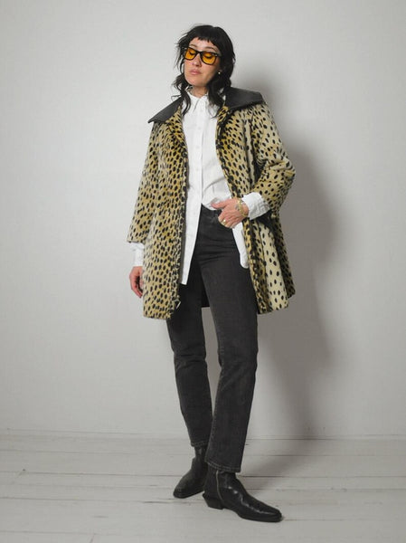 1960's Safari Leopard Faux Fur Coat